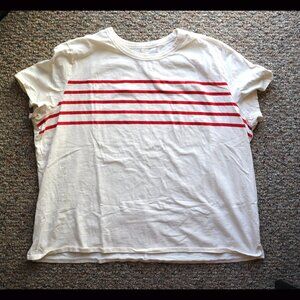 Old Navy Off-White, Red Striped Short-Sleeve T-shirt - XL